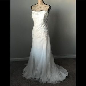 Galina x David’s bridal strapless wedding dress.